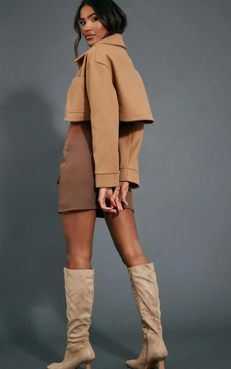 PrettyLittleThing Wool Coats*Wool Look Pocket Detail Cropped Jacket
