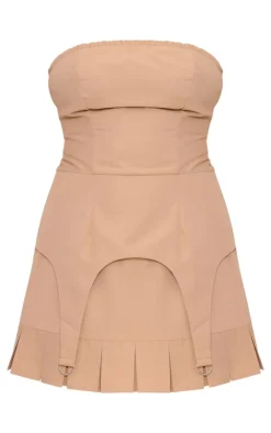 Woven Stirrup Pleated Bodycon Dress-PrettyLittleThing Best