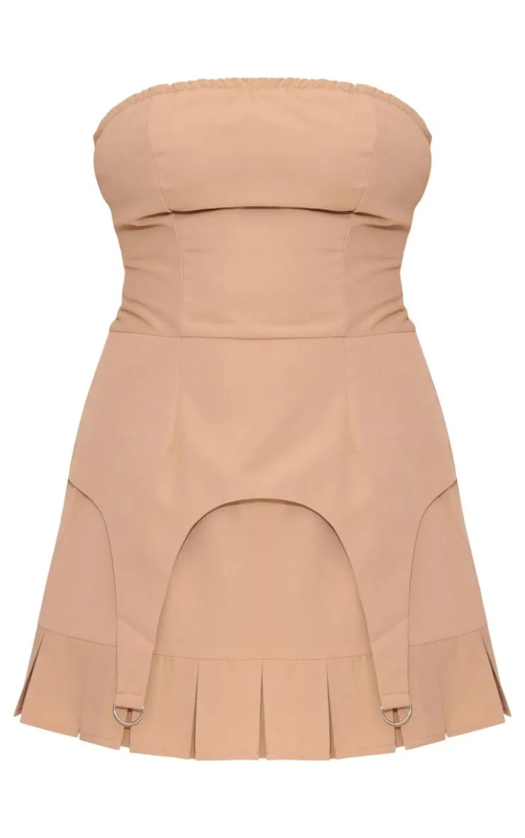 Woven Stirrup Pleated Bodycon Dress-PrettyLittleThing Best