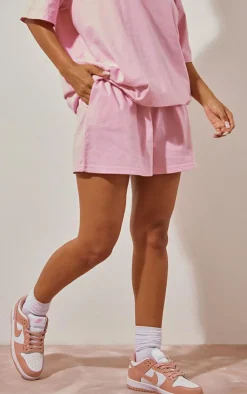 Hot PrettyLittleThing Cotton Oversized Boxy Shorts Candy Pink