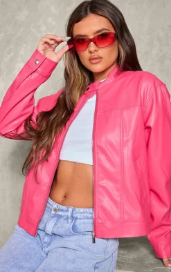 PrettyLittleThing Faux Leather Jackets*Faux Leather Minimalist Racer Jacket