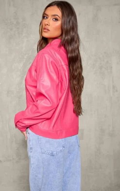 PrettyLittleThing Faux Leather Jackets*Faux Leather Minimalist Racer Jacket