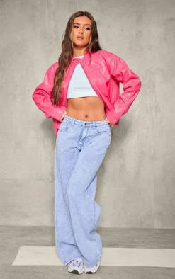 PrettyLittleThing Faux Leather Jackets*Faux Leather Minimalist Racer Jacket