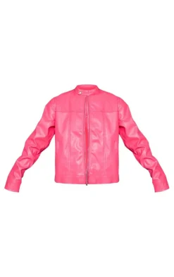 PrettyLittleThing Faux Leather Jackets*Faux Leather Minimalist Racer Jacket
