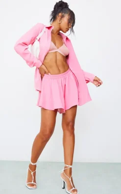 Online PrettyLittleThing Long Sleeve Oversized Shirt Candy Pink