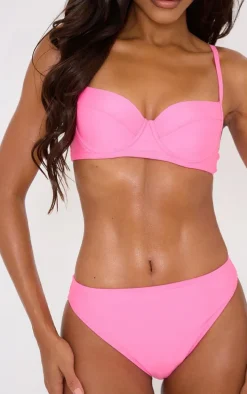 Candy Pink Mix & Match Push Up Cupped Bikini Top