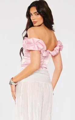 PrettyLittleThing Corsets*Premium Satin Ruffle Boned Corset