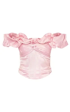 PrettyLittleThing Corsets*Premium Satin Ruffle Boned Corset