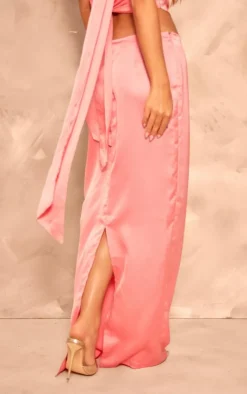 Clearance PrettyLittleThing Satin Maxi Skirt Candy Pink