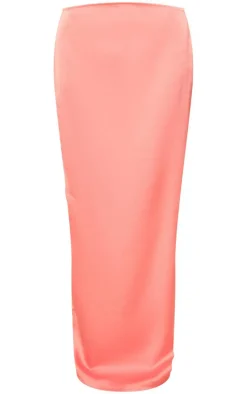 Clearance PrettyLittleThing Satin Maxi Skirt Candy Pink