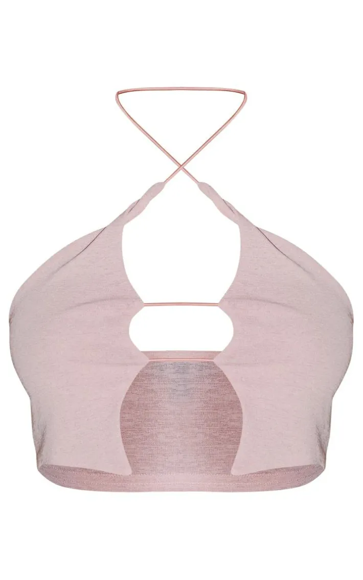 Candy Pink Strappy Cross Front Crop Top