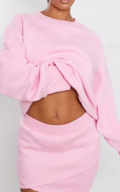 Best PrettyLittleThing Wrap Sweat Mini Skirt Candy Pink