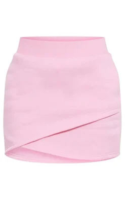 Best PrettyLittleThing Wrap Sweat Mini Skirt Candy Pink