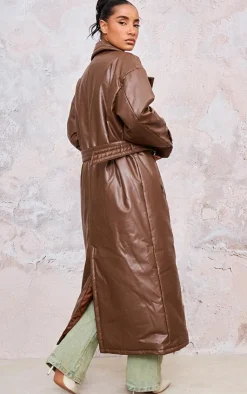 PrettyLittleThing Puffer Jackets*Coated Puffed Maxi Trench Coat