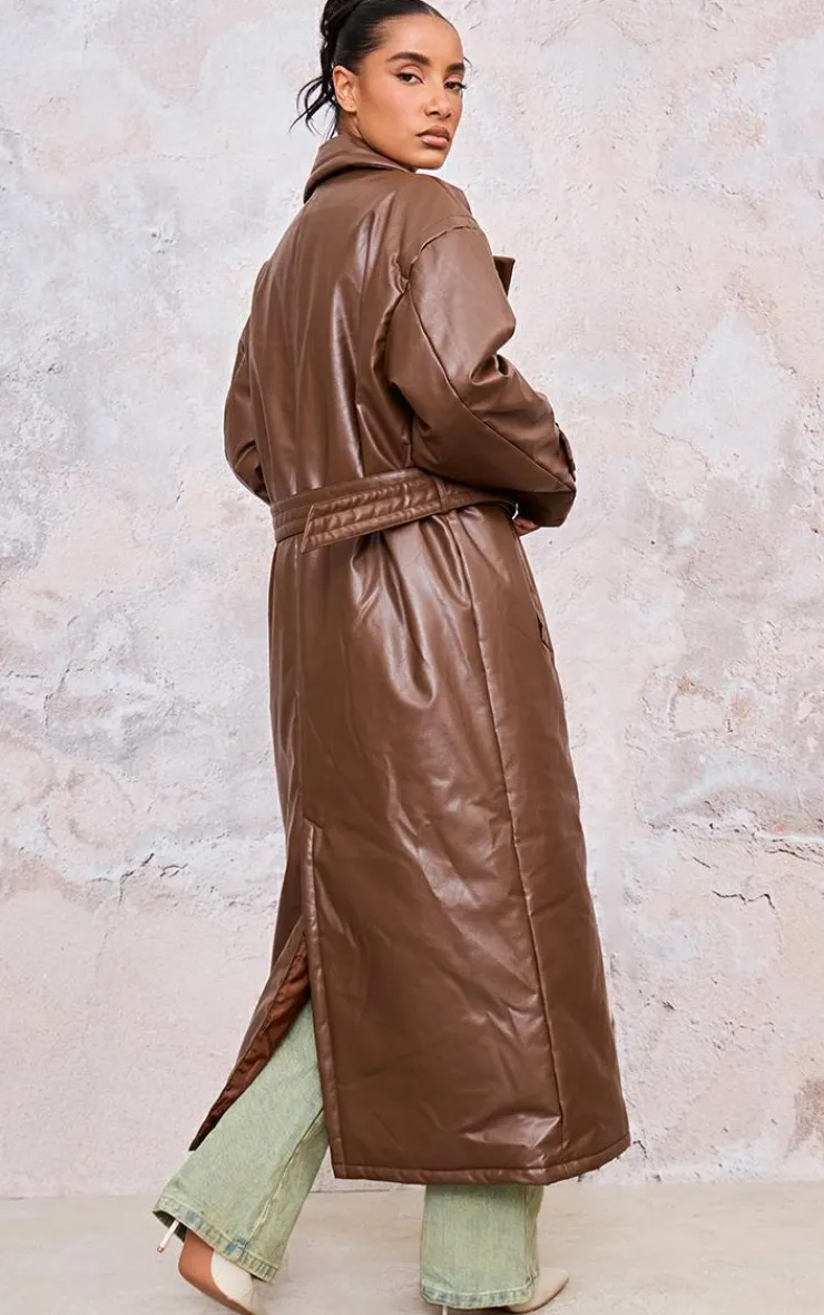PrettyLittleThing Puffer Jackets*Coated Puffed Maxi Trench Coat