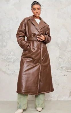 PrettyLittleThing Puffer Jackets*Coated Puffed Maxi Trench Coat