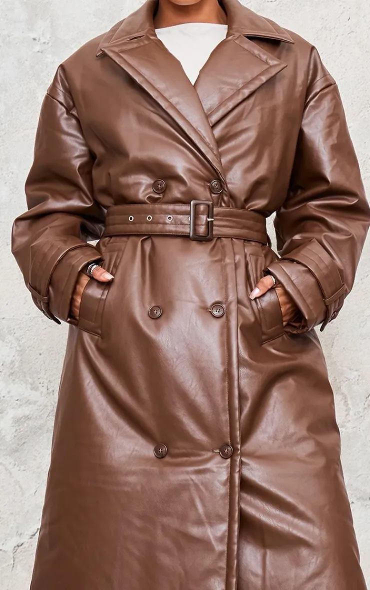 PrettyLittleThing Puffer Jackets*Coated Puffed Maxi Trench Coat