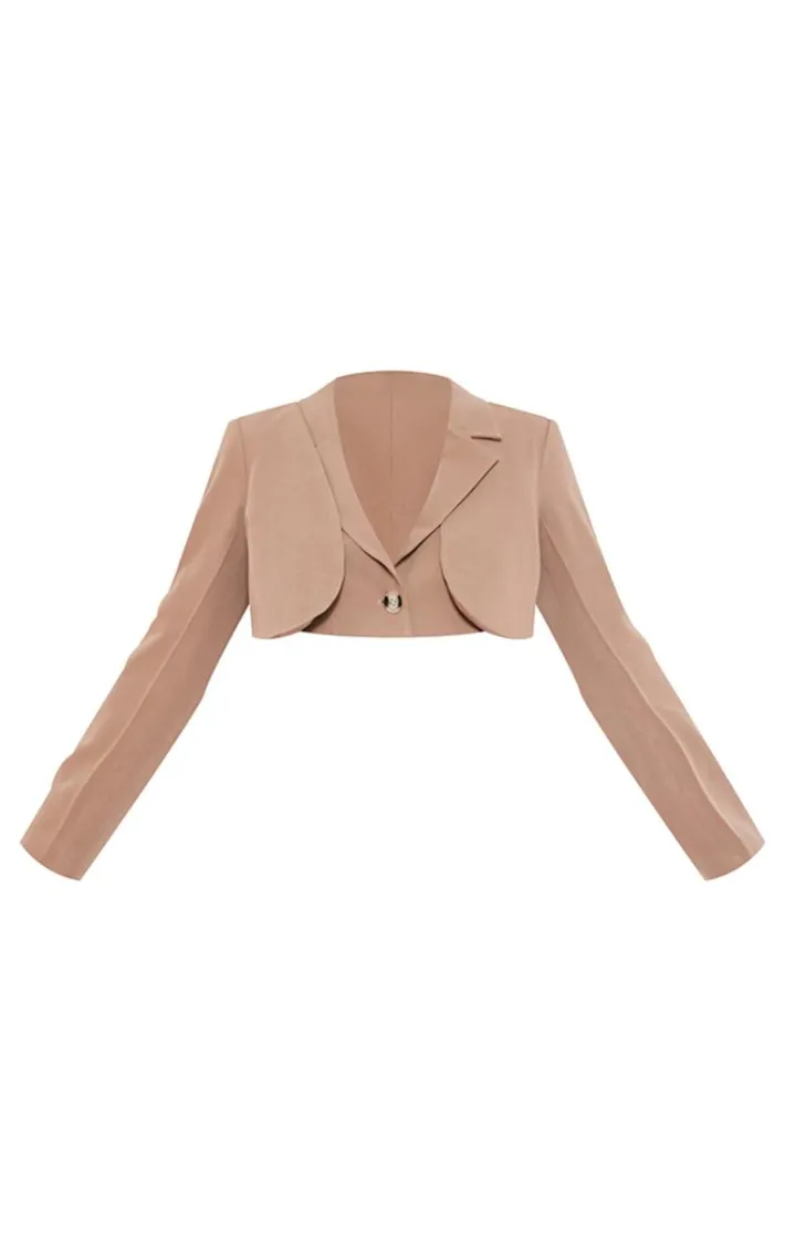 Cappuccino Front Panel Detail Cropped Blazer