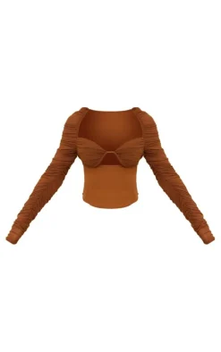 PrettyLittleThing Corsets*Mesh Cup Detail Ruched Sleeve Corset