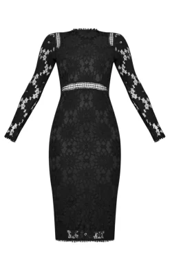 Caris Long Sleeve Lace Bodycon Dress-PrettyLittleThing Online