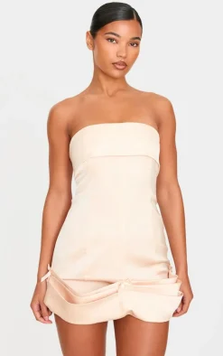 Satin Bow Detail Bodycon Dress-PrettyLittleThing