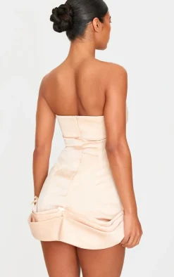 Satin Bow Detail Bodycon Dress-PrettyLittleThing