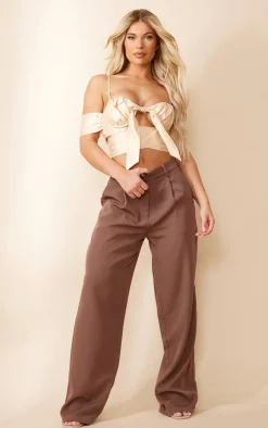 PrettyLittleThing Bralets*Satin Bow Ruched Bust Bardot Bralet