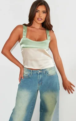 PrettyLittleThing Camisole*Satin Color Block Cami Top