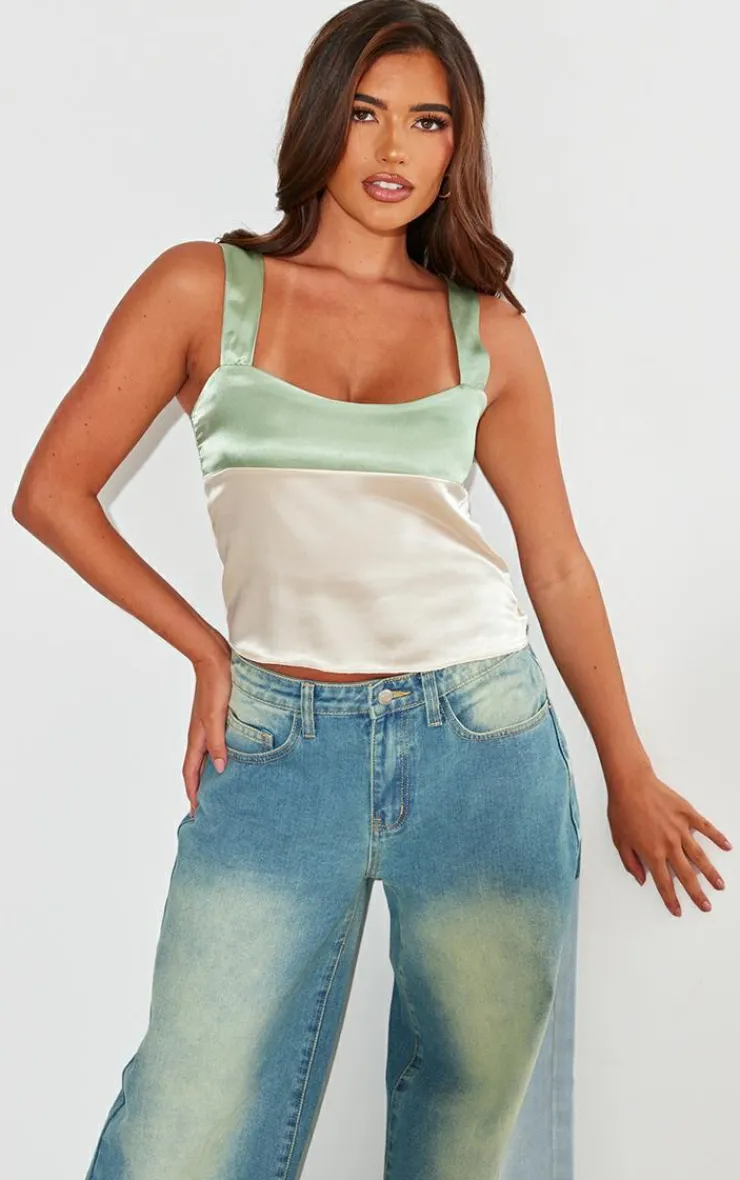 PrettyLittleThing Camisole*Satin Color Block Cami Top