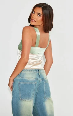 PrettyLittleThing Camisole*Satin Color Block Cami Top