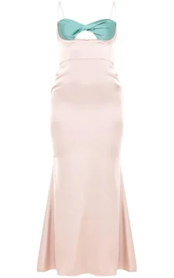 Satin Contrast Twist Cup Midaxi Dress-PrettyLittleThing Sale
