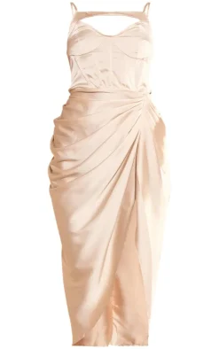 Satin Corset Detail Midi Dress-PrettyLittleThing Sale