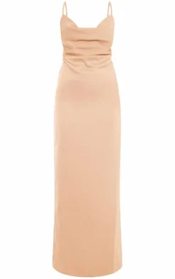 Satin Cowl Neck Maxi Dress-PrettyLittleThing Online