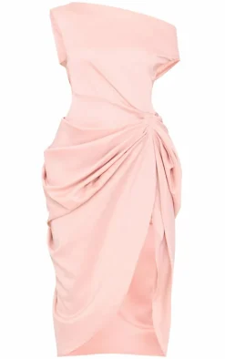 Satin Off The Shoulder Draped Skirt Midi Dress-PrettyLittleThing Best