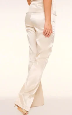 Outlet PrettyLittleThing Satin Skinny Flared Pants Champagne