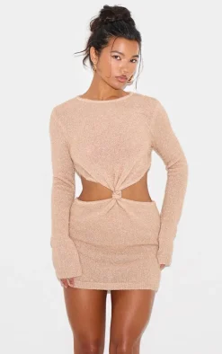 Tinsel Knit Twist Front Open Back Mini Dress-PrettyLittleThing Discount