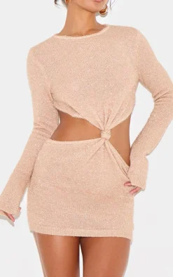 Tinsel Knit Twist Front Open Back Mini Dress-PrettyLittleThing Discount