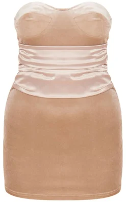 Velvet Satin Detail Bandeau Shift Dress-PrettyLittleThing Discount