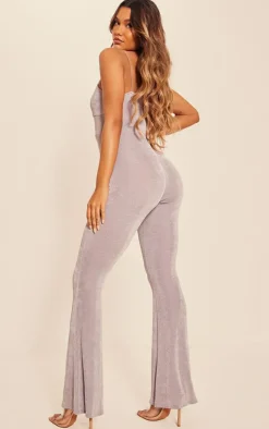 Acetate Slinky Twist Bust Flared Jumpsuit-PrettyLittleThing Sale