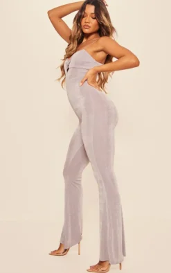 Acetate Slinky Twist Bust Flared Jumpsuit-PrettyLittleThing Sale