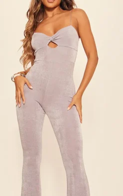 Acetate Slinky Twist Bust Flared Jumpsuit-PrettyLittleThing Sale