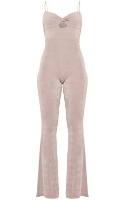 Acetate Slinky Twist Bust Flared Jumpsuit-PrettyLittleThing Sale