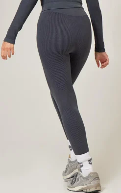 PrettyLittleThing Seamless Gym Wear*Acid Wash Rib Seamless High Waist Gym Leggings
