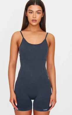 PrettyLittleThing Seamless Gym Wear*Acid Wash Seamless Rib Mini Gym Unitard