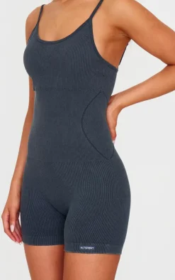PrettyLittleThing Seamless Gym Wear*Acid Wash Seamless Rib Mini Gym Unitard