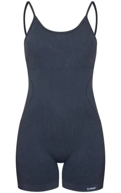 PrettyLittleThing Seamless Gym Wear*Acid Wash Seamless Rib Mini Gym Unitard