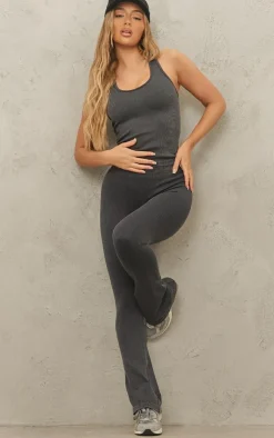 PrettyLittleThing Yoga Pants*Acid Wash Seamless Rib Flare Yoga Pants