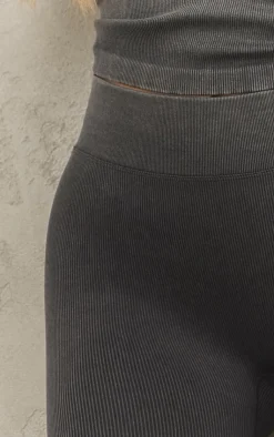 PrettyLittleThing Yoga Pants*Acid Wash Seamless Rib Flare Yoga Pants