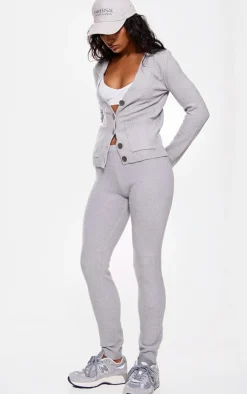 PrettyLittleThing Basic Knit Leggings Charcoal