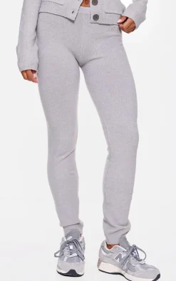 PrettyLittleThing Basic Knit Leggings Charcoal